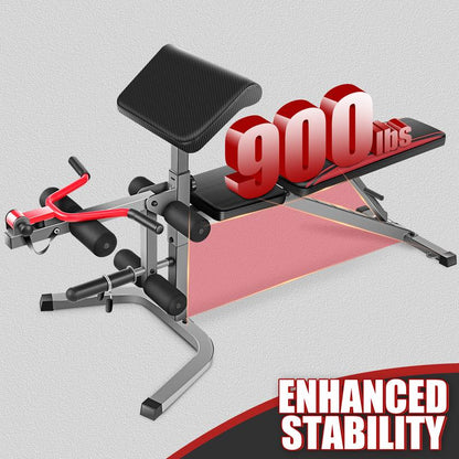 OPPSDECOR Olympic Adjustable Weight Bench Press with Leg Extension and Preacher Curl Pad, 900 lbs Capacity for Home Gym