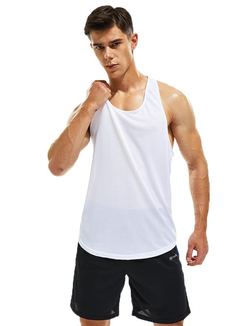 Men'S Letter Print round Neck Sports Tank Top, Loose Sporty Breathable Quick Drying Racerback Tank Top, Summer Outfits 2024