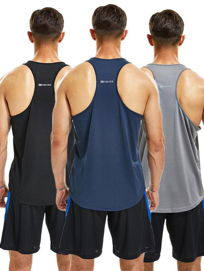 Men'S Letter Print round Neck Sports Tank Top, Loose Sporty Breathable Quick Drying Racerback Tank Top, Summer Outfits 2024