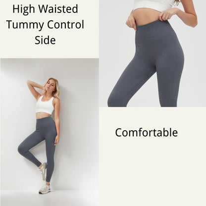 High Waisted Tummy Ribbed Shaping Leggings Yoga Pants