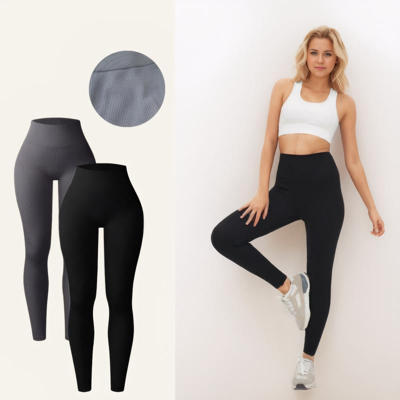 High Waisted Tummy Ribbed Shaping Leggings Yoga Pants