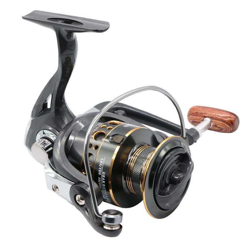 Fishing Reel, High-Strength High Strength Fishing Reel with Wooden Foldable Handle, 5.2:1 High Speed Fishing Reel for Freshwater & Sea