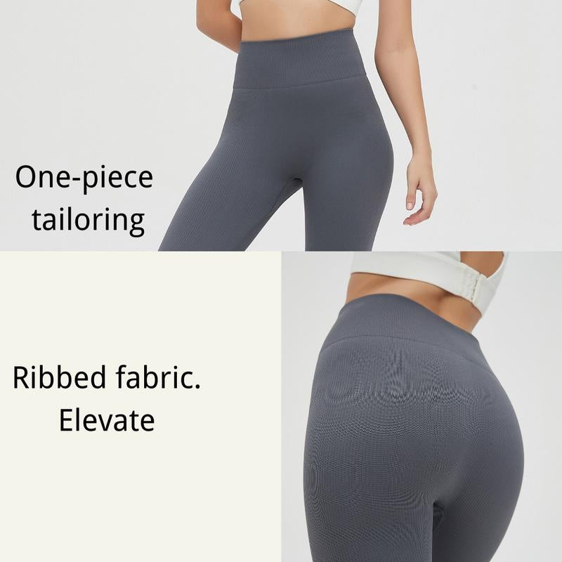 High Waisted Tummy Ribbed Shaping Leggings Yoga Pants