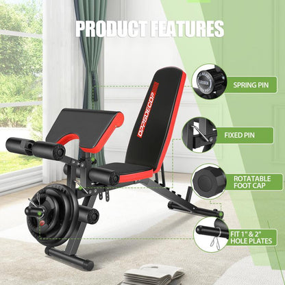 OPPSDECOR Olympic Adjustable Weight Bench Press with Leg Extension and Preacher Curl Pad, 900 lbs Capacity for Home Gym