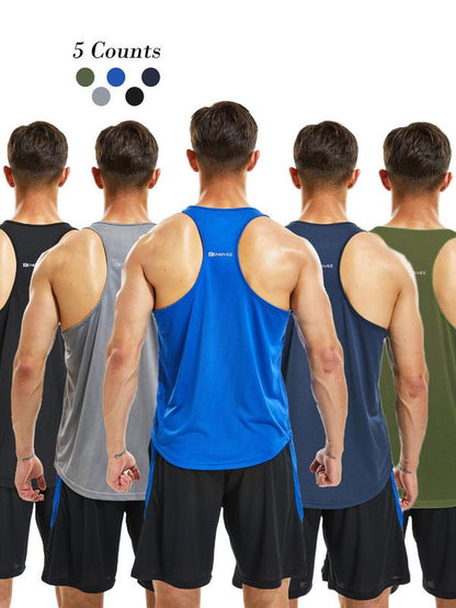 Men'S Letter Print round Neck Sports Tank Top, Loose Sporty Breathable Quick Drying Racerback Tank Top, Summer Outfits 2024