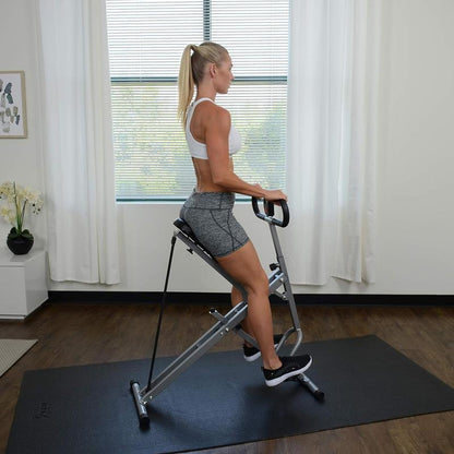 Sunny Health & Fitness Row-N-Ride Squat Assist Trainer for Glutes Workout with Adjustable Resistance, Easy Setup & Foldable Exercise Equipment, Glute & Leg Exercise Machine