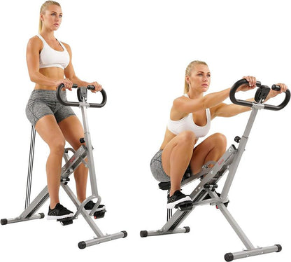 Sunny Health & Fitness Row-N-Ride Squat Assist Trainer for Glutes Workout with Adjustable Resistance, Easy Setup & Foldable Exercise Equipment, Glute & Leg Exercise Machine