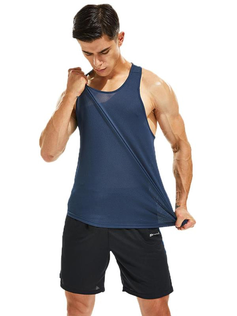 Men'S Letter Print round Neck Sports Tank Top, Loose Sporty Breathable Quick Drying Racerback Tank Top, Summer Outfits 2024