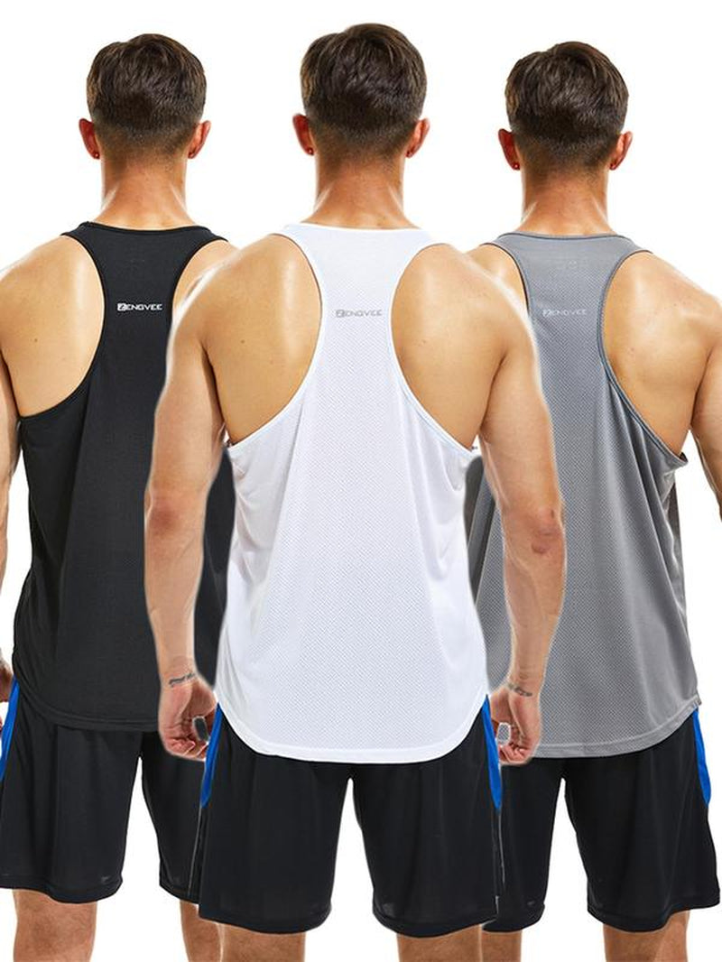 Men'S Letter Print round Neck Sports Tank Top, Loose Sporty Breathable Quick Drying Racerback Tank Top, Summer Outfits 2024