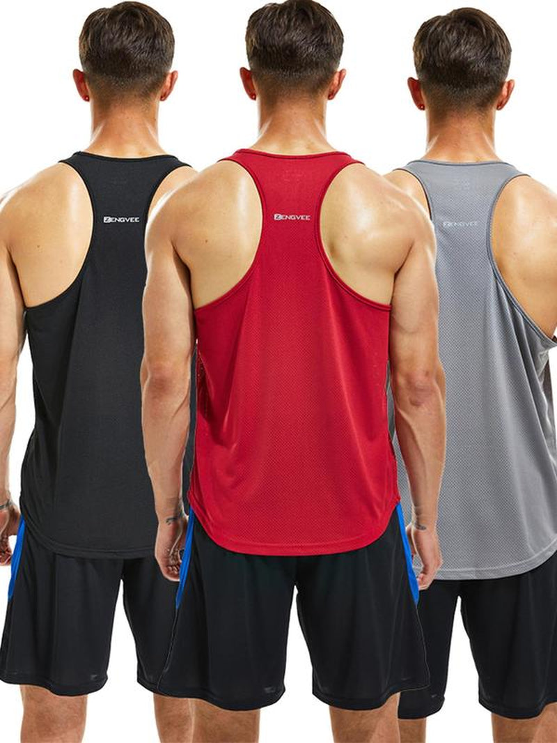 Men'S Letter Print round Neck Sports Tank Top, Loose Sporty Breathable Quick Drying Racerback Tank Top, Summer Outfits 2024