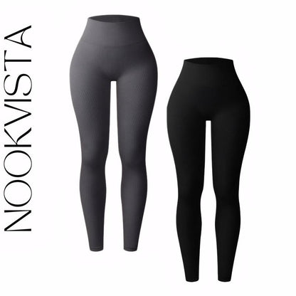 High Waisted Tummy Ribbed Shaping Leggings Yoga Pants