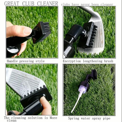 Golfaholics Golf Club Cleaner Spray Brush with Towel