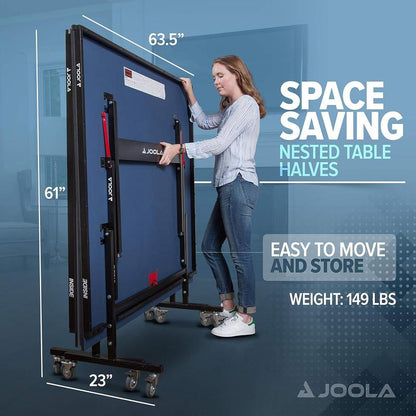 JOOLA inside - Professional MDF Indoor Table Tennis Table with Quick Clamp Ping Pong Net and Post Set - 10 Minute Easy Assembly - Ping Pong Table with Single Player Playback Mode JOOLA